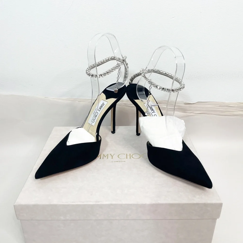 Jimmy Choo Saeda Suede Crystal Pump